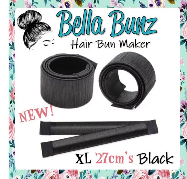Bella Bunz Black Hair Bun Maker XL SIZE (27cm)
